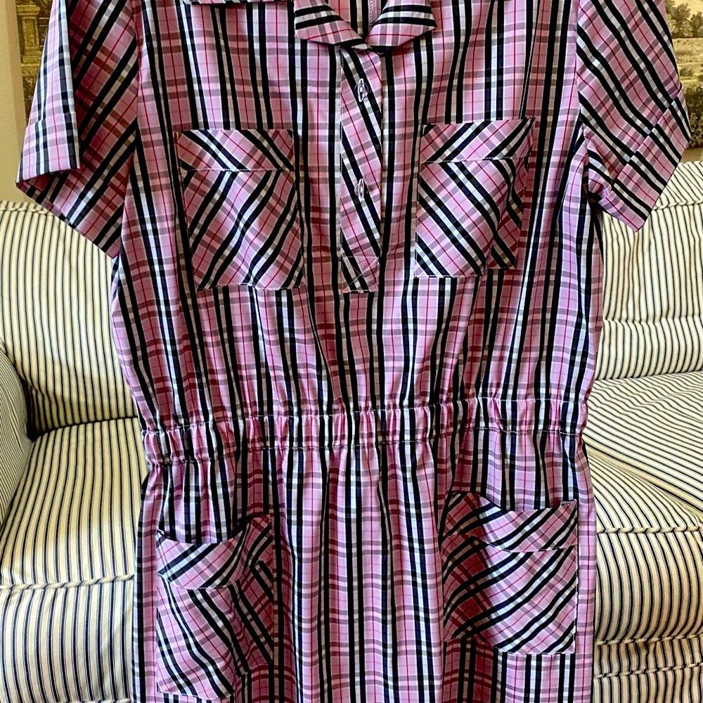 NEW Pink Plaid Cotton Dress. Burberry Style. NWOT. Size 6